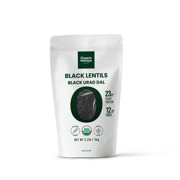 Organic Mandya Black Lentils 1kg - Sabut Urad Dal (Kali Dal)