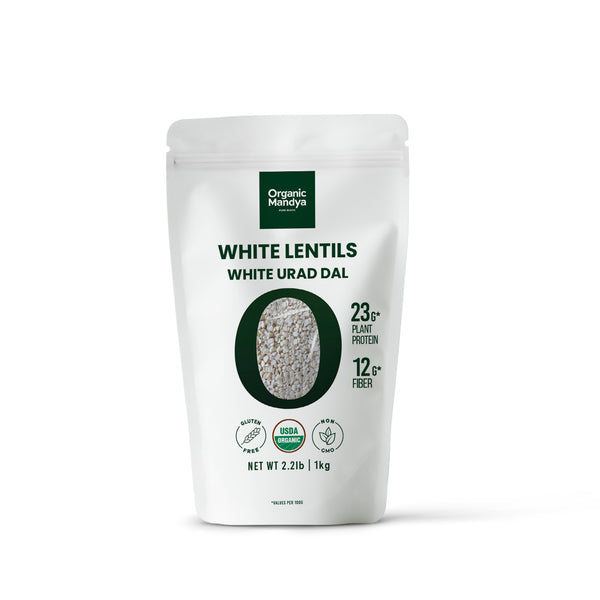 Organic Mandya White Lentils 1 Kg - Premium Split Black Gram Dal